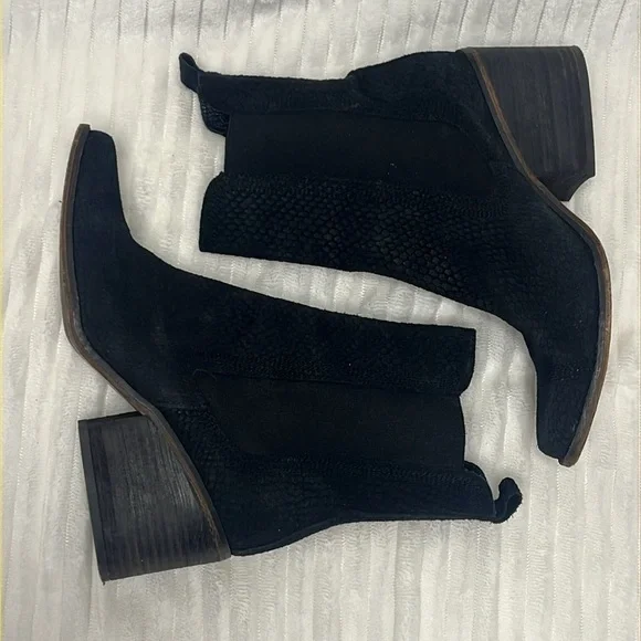 Free People Benson chelsea boot black western ankle heeled snake leather - Picture 8 of 12